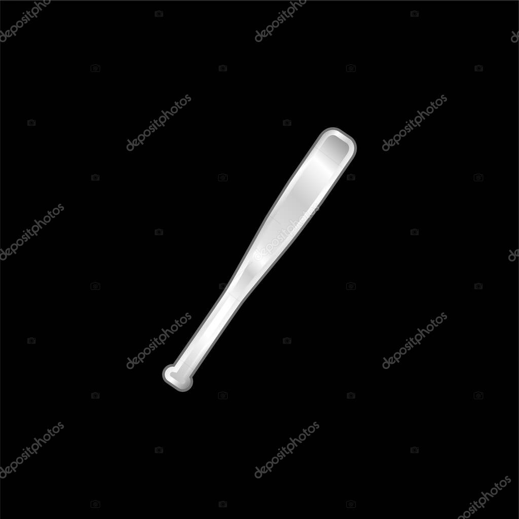 Baseball Bat Silhouette silver plated metallic icon