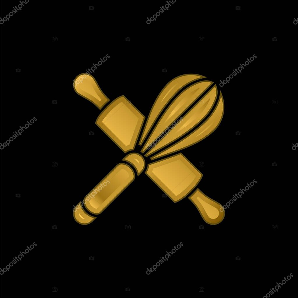 Baking gold plated metalic icon or logo vector
