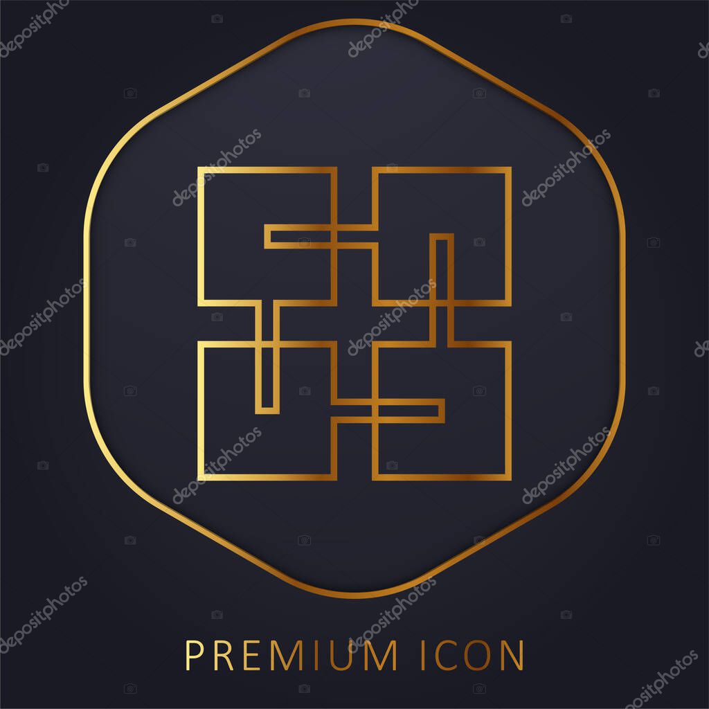 Blockchain golden line premium logo or icon