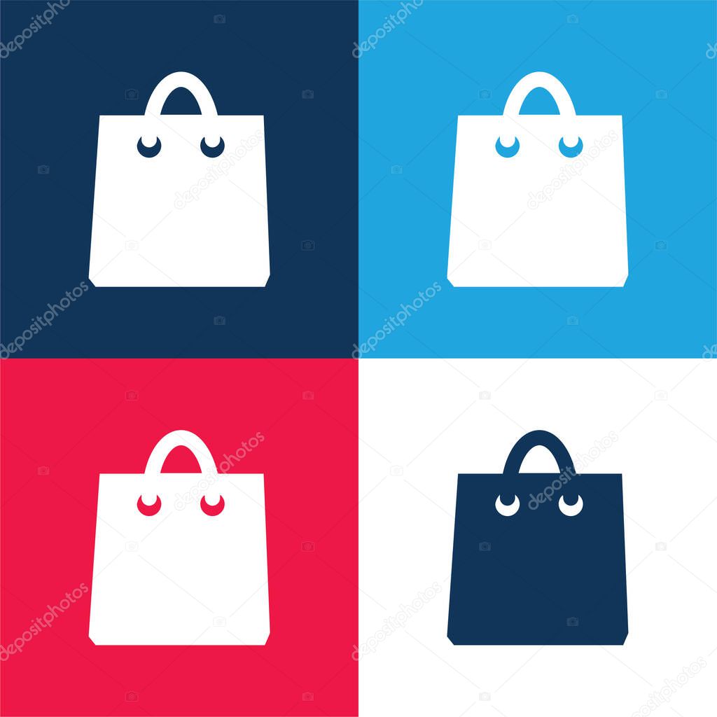 Black Shopping Bag Tool blue and red four color minimal icon set