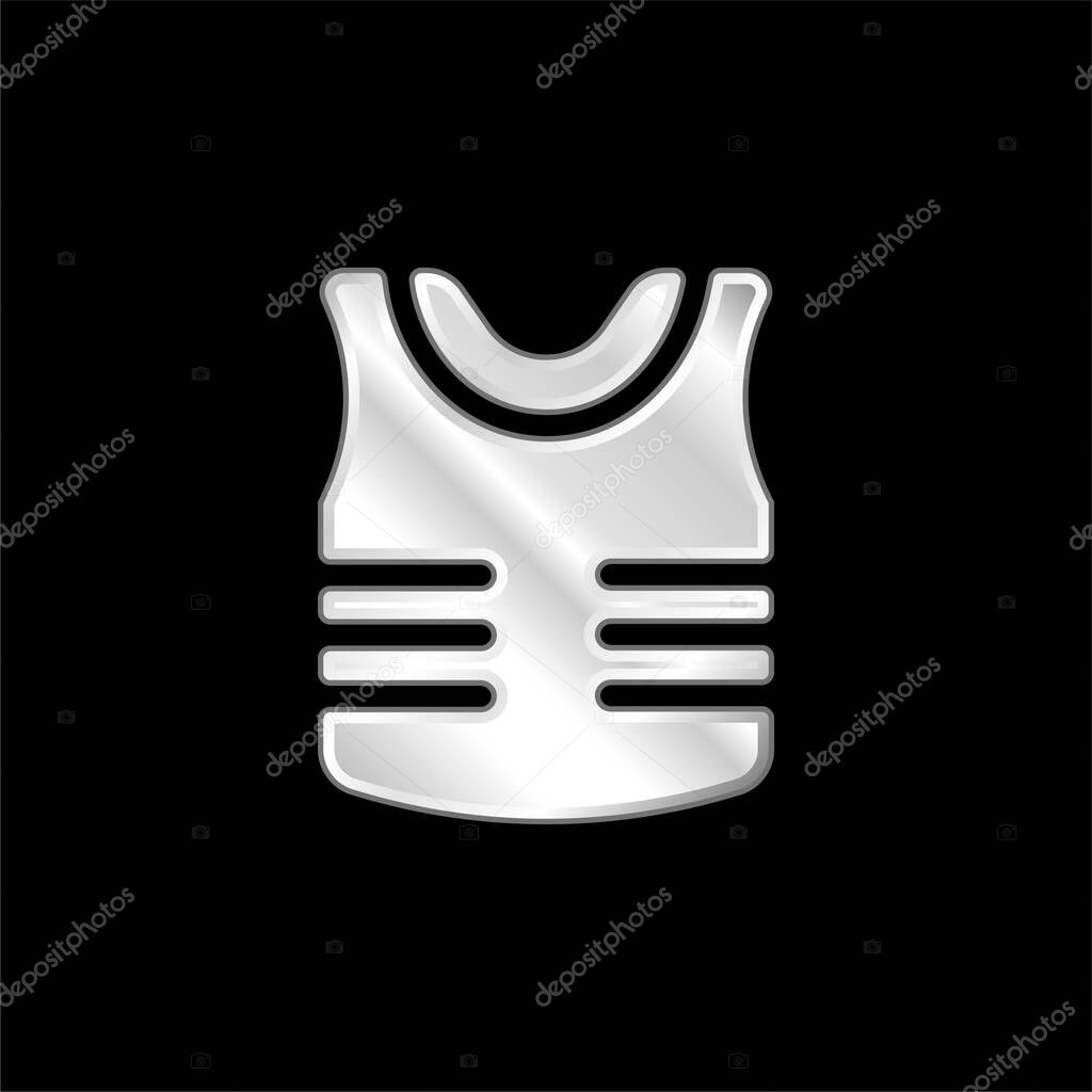 Armor silver plated metallic icon