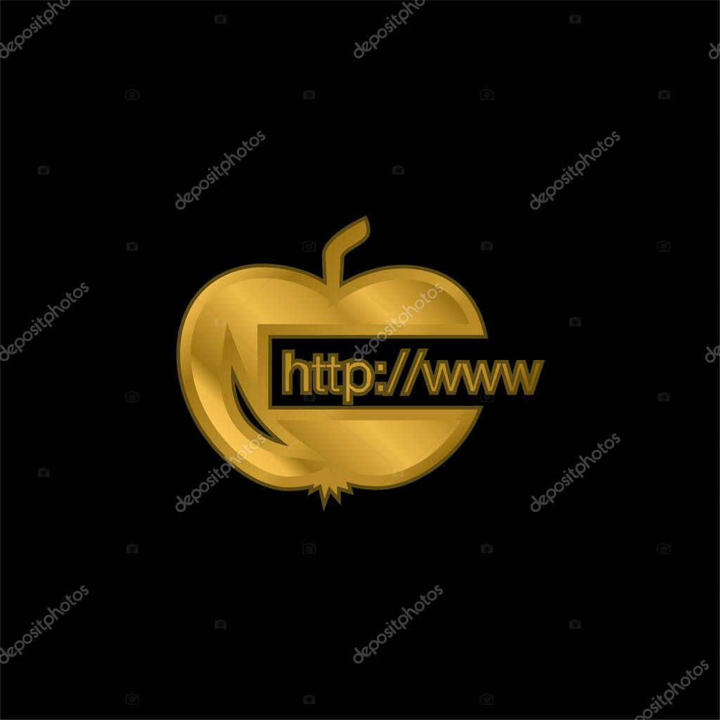 Apple Link gold plated metalic icon or logo vector