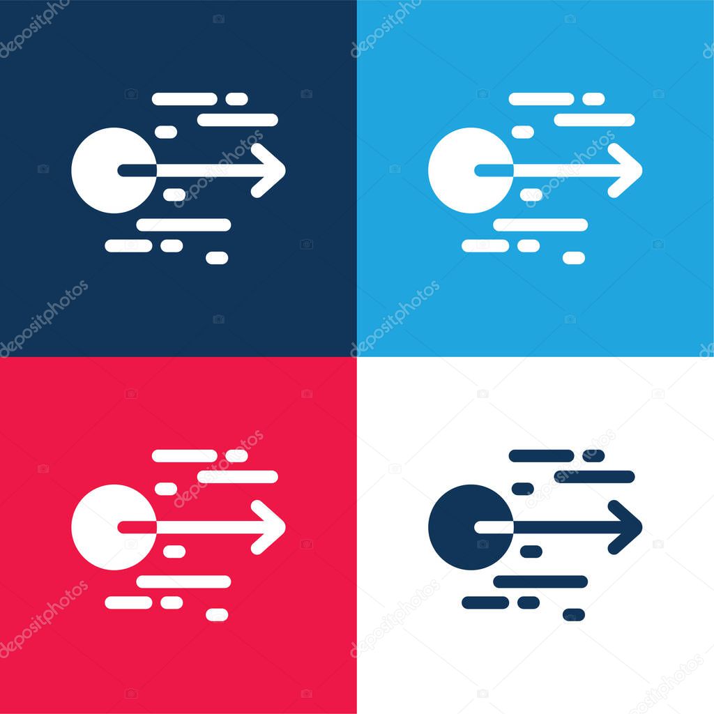 Acceleration blue and red four color minimal icon set