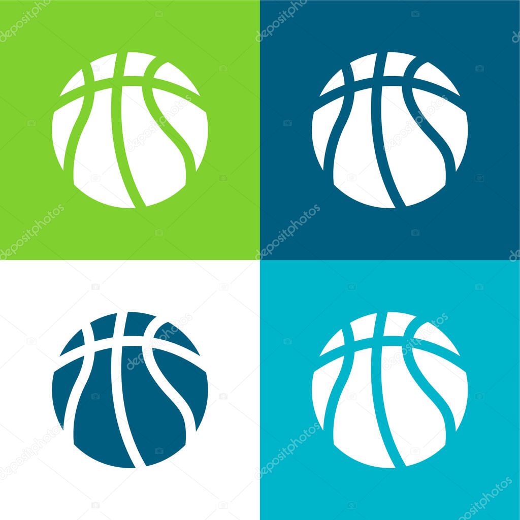 Basketball Flat four color minimal icon set
