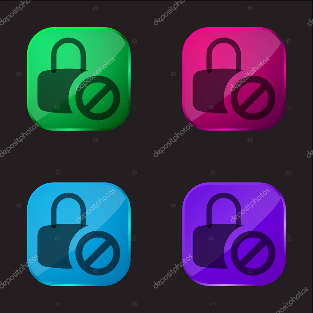 Blocked four color glass button icon