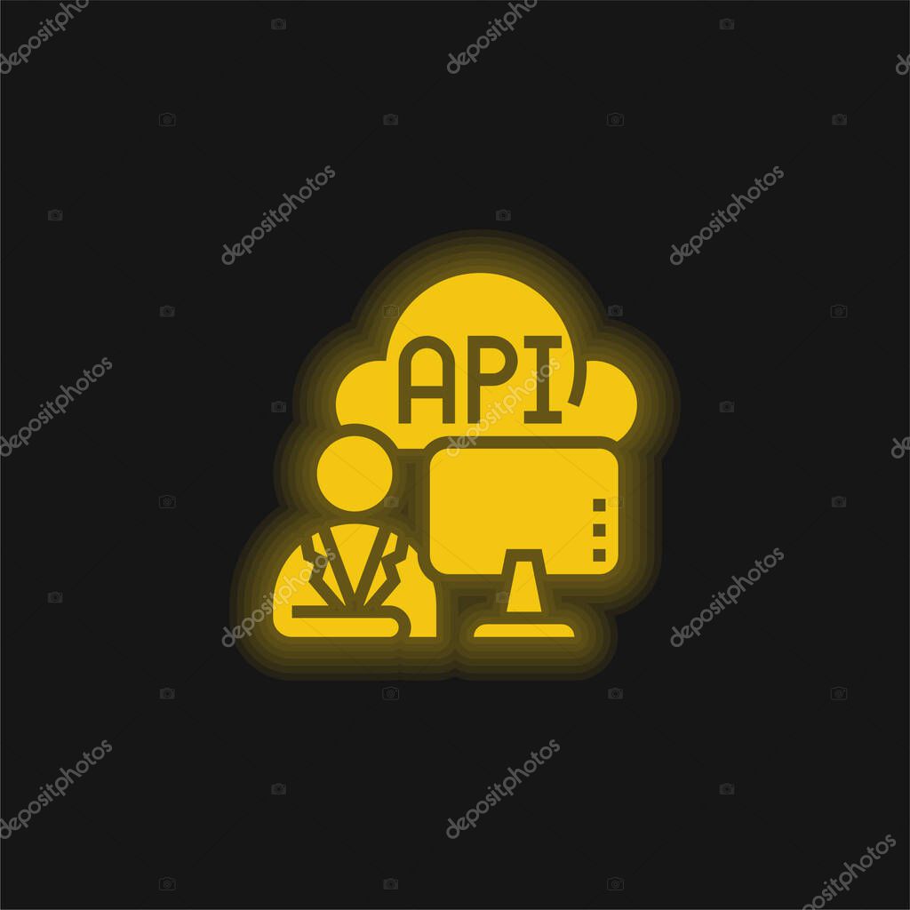 Api yellow glowing neon icon