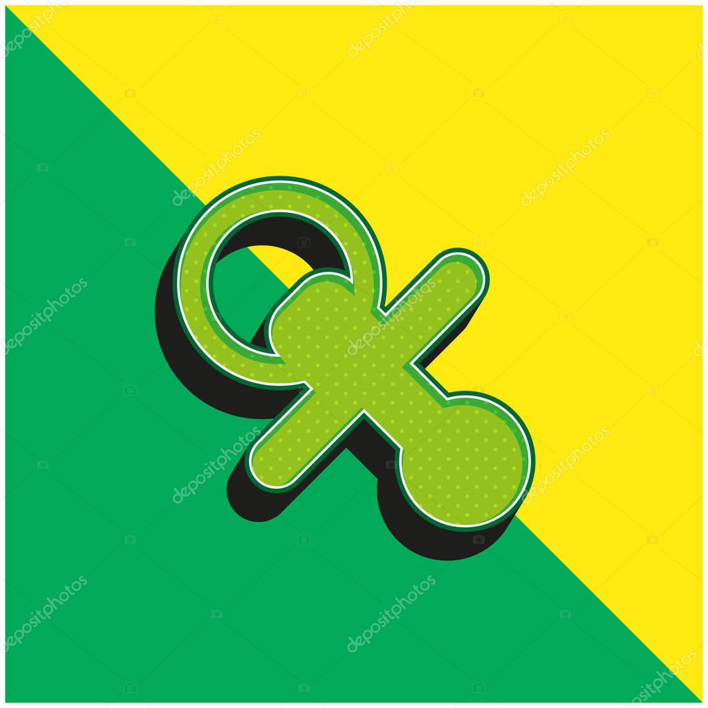 Baby Pacifier Green and yellow modern 3d vector icon logo