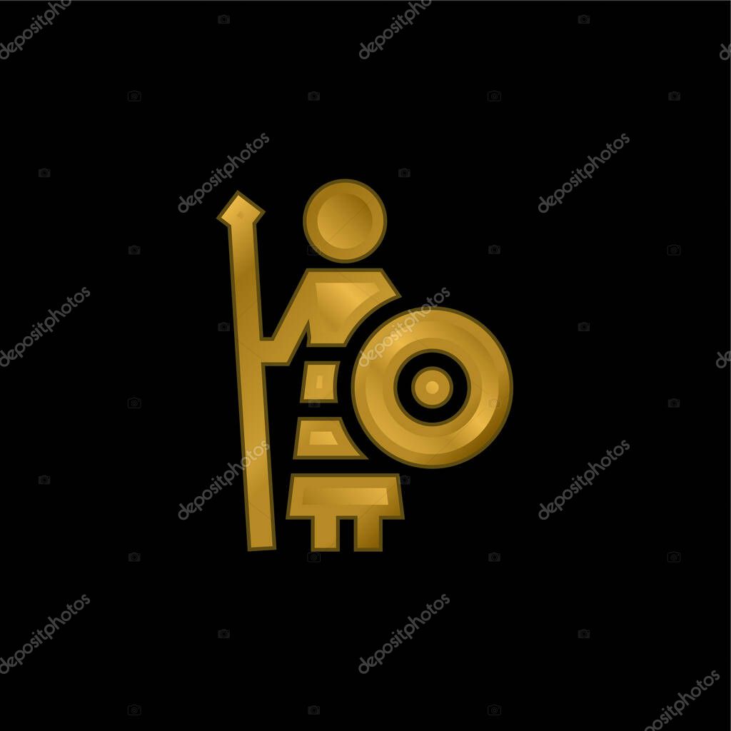 Athena gold plated metalic icon or logo vector
