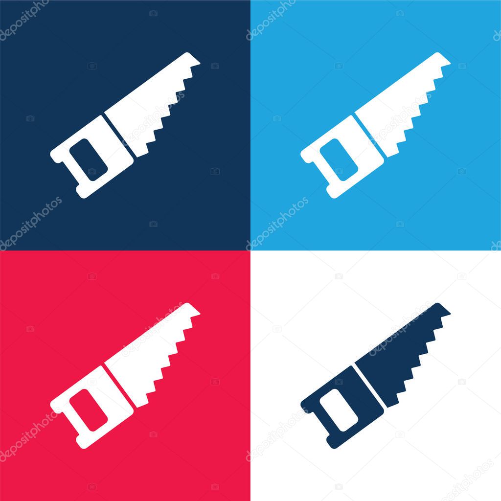 Band Saw blue and red four color minimal icon set
