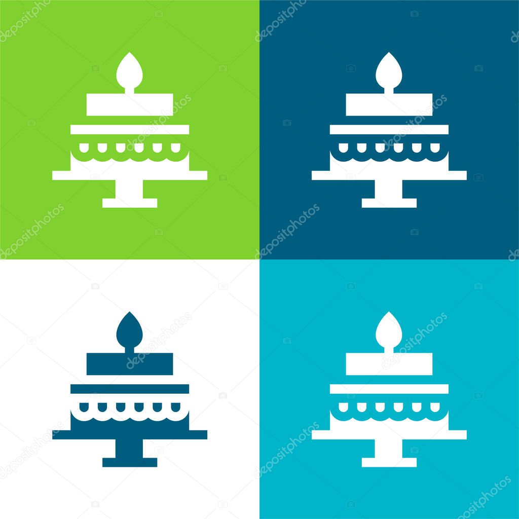 Birthday Cake Flat four color minimal icon set