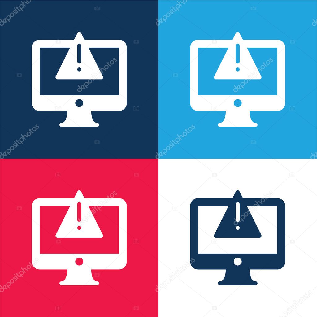 Alert blue and red four color minimal icon set