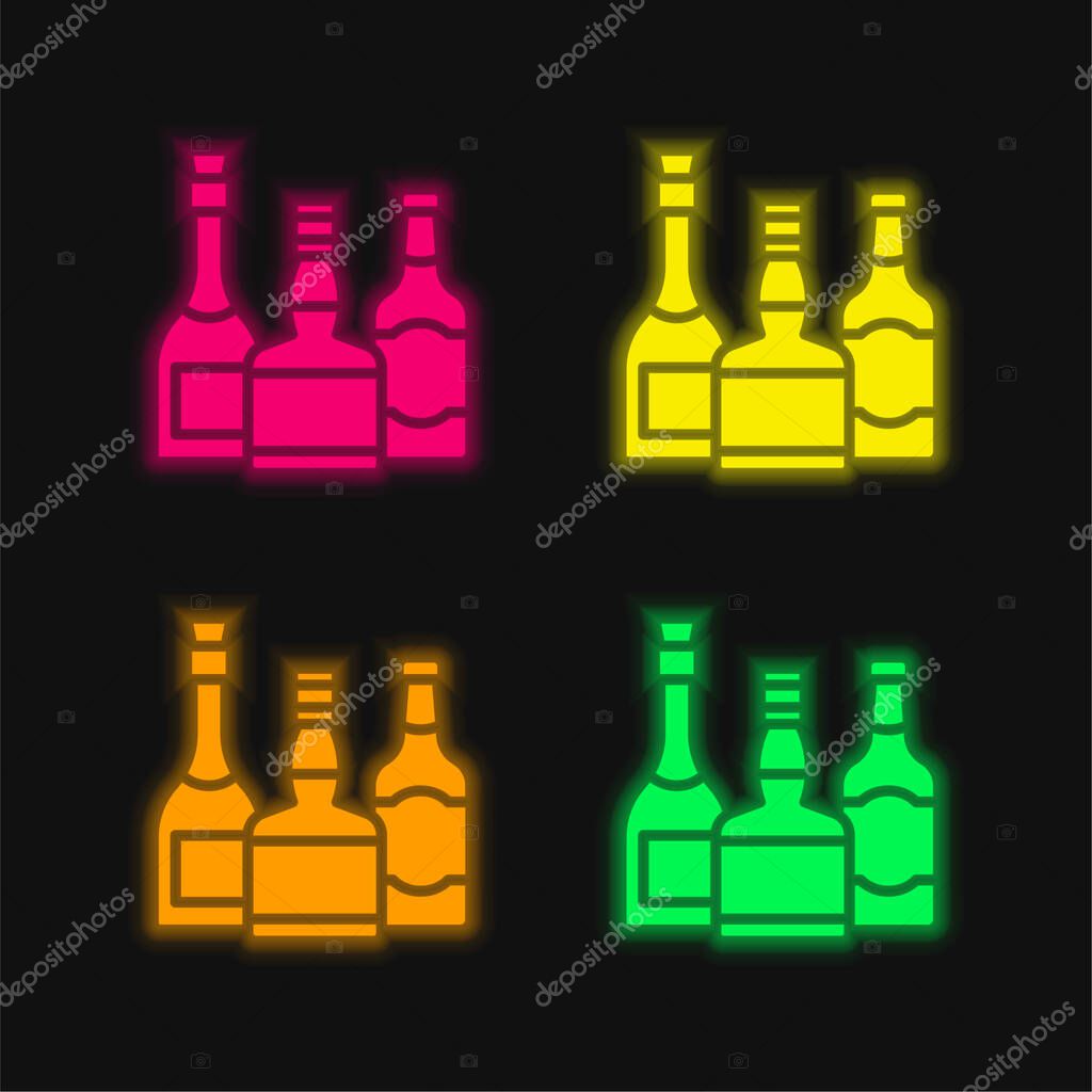 Alcohol four color glowing neon vector icon