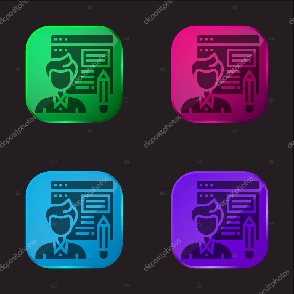 Blogger four color glass button icon
