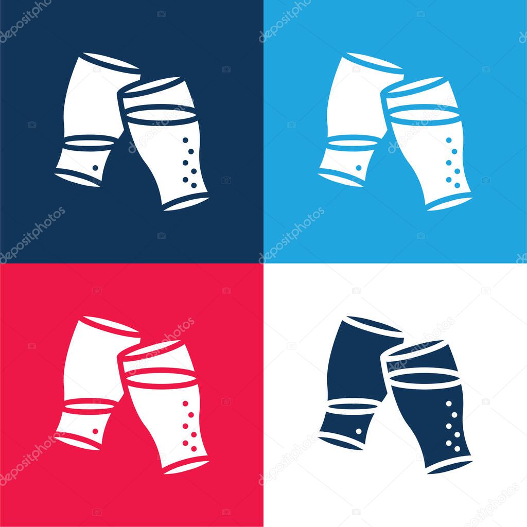 Beer blue and red four color minimal icon set