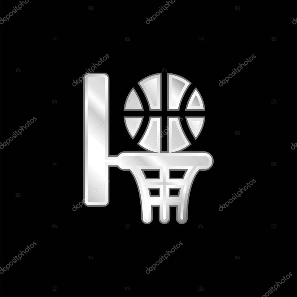 Basketball silver plated metallic icon