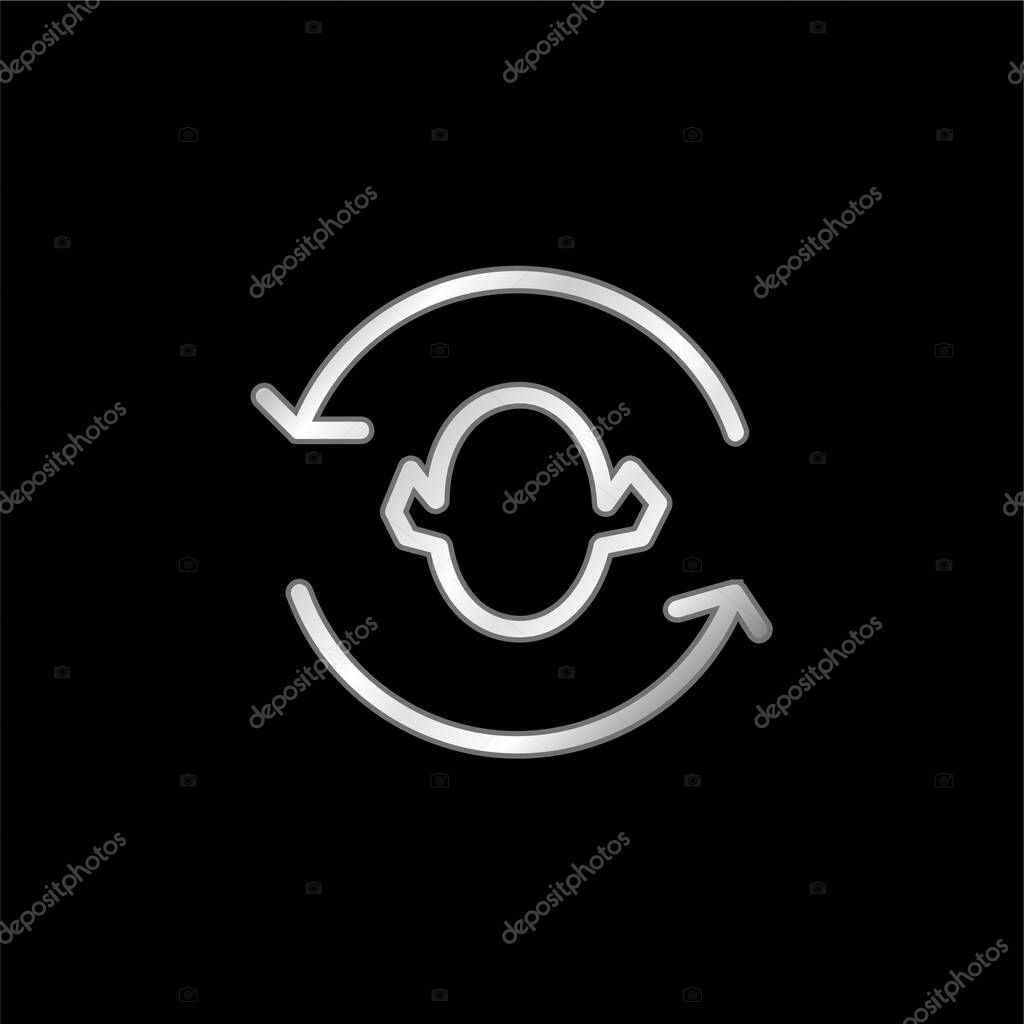 Arrows Couple Around A Head Silhouette silver plated metallic icon