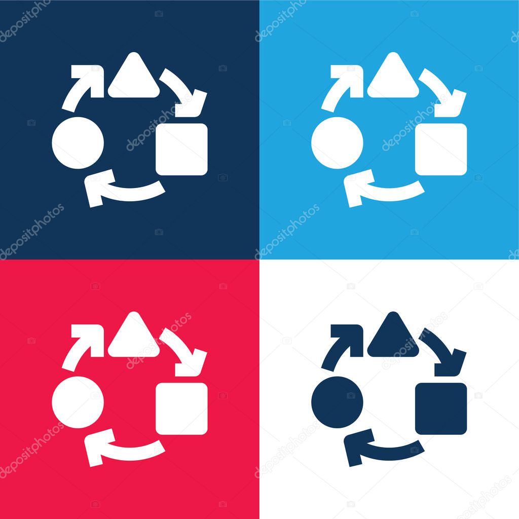 Adaptive blue and red four color minimal icon set