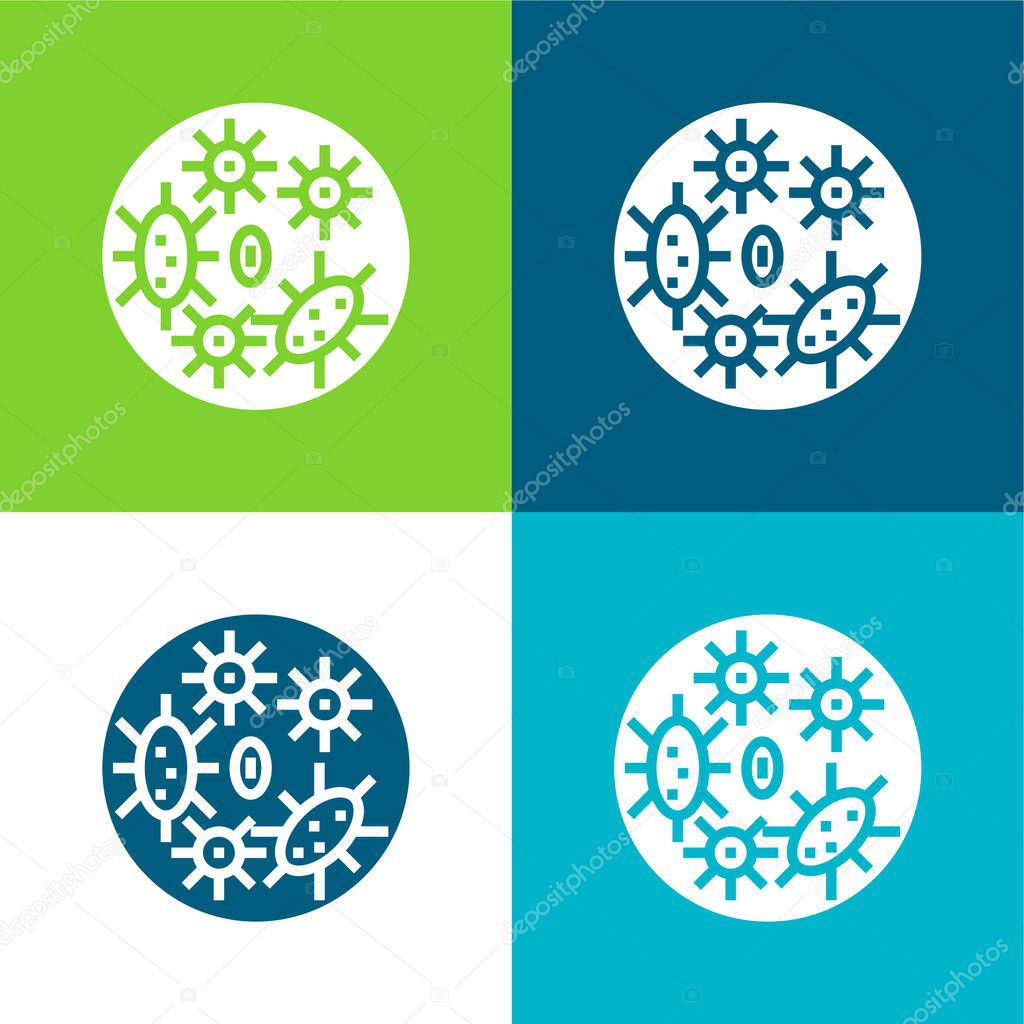 Bacteria Flat four color minimal icon set
