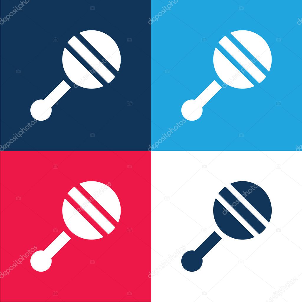 Baby Rattle blue and red four color minimal icon set