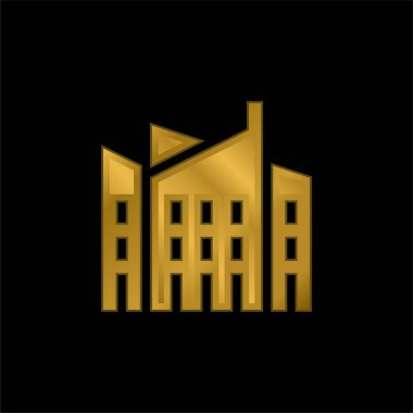 Mimari altın kaplama metalik simge veya logo vektörü