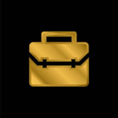 Evrak çantası altın kaplama metalik simge veya logo vektörü