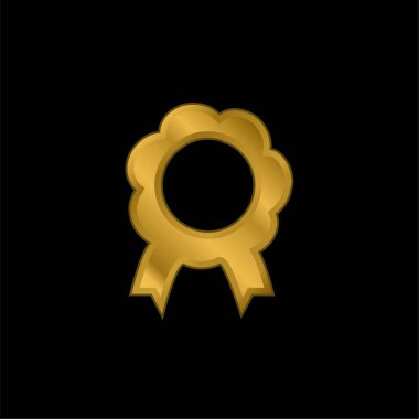 Ödül Çiçek Şekli Sembolik Madalya Kurdele Kuyruğu Altın kaplama metalik ikon veya logo vektörü