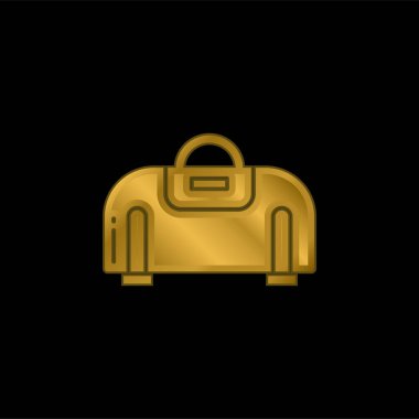Bag gold plated metalic icon or logo vector clipart