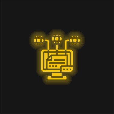 Attribution yellow glowing neon icon clipart