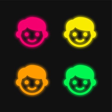 Dört renkli parlak neon vektör simgesi