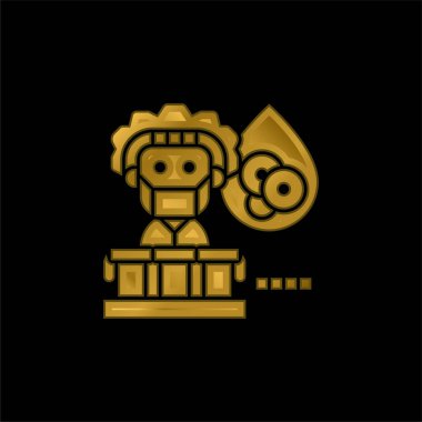 Kan testi altın kaplama metalik simge veya logo vektörü