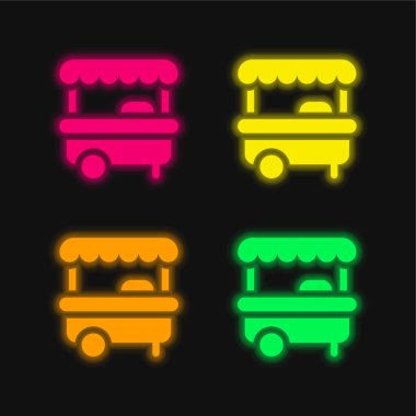Kabin dört renk parlayan neon vektör simgesi