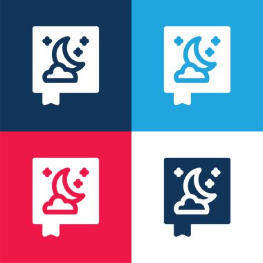 Kitap mavi ve kırmızı dört renk en küçük simge seti