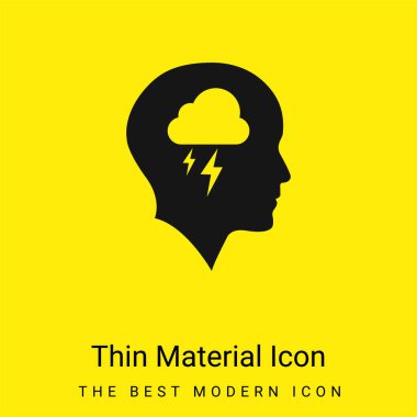 Bald Head With Cloud And Storm minimal bright yellow material icon clipart