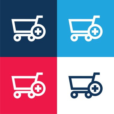 E Alışveriş Arabasına Ekle Ticaret Düğmesi Mavi ve kırmızı En az dört renk simgesi