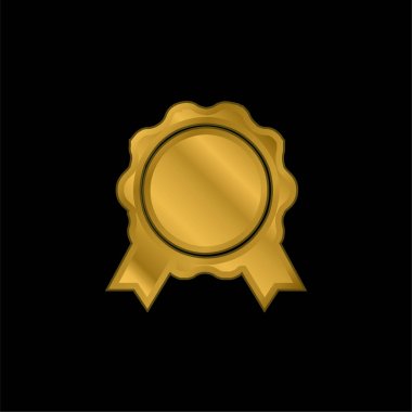 Award Badge gold plated metalic icon or logo vector clipart