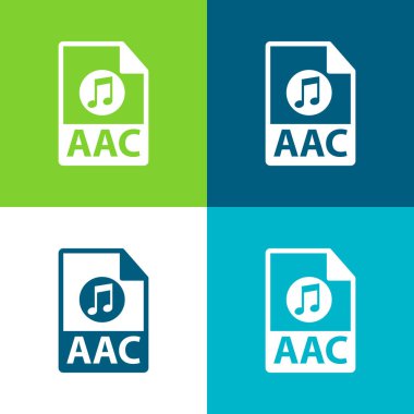 AAC Dosya Biçimi Düz 4 renk minimal simgesi seti