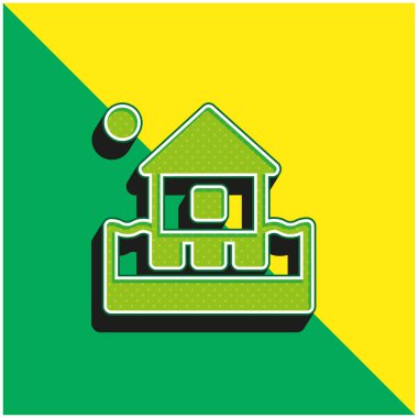 Beach Hotel Green ve sarı modern 3D vektör simgesi logosu