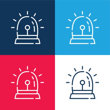 Alarm mavi ve kırmızı dört renk en düşük simge kümesi