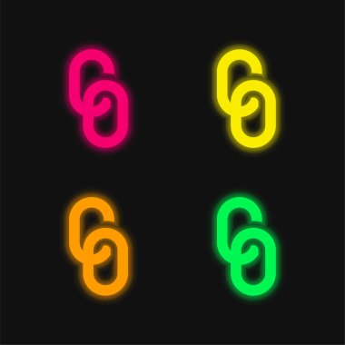 Big Chain four color glowing neon vector icon clipart