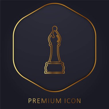 Bishop Chess Piece Outline golden line premium logo or icon clipart