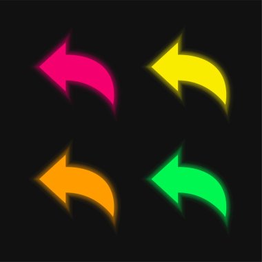 Back four color glowing neon vector icon