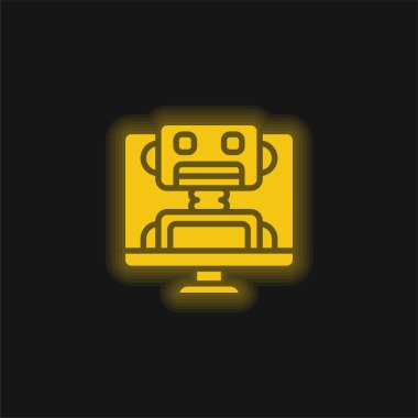 Parlayan sarı renkli robot simgesi