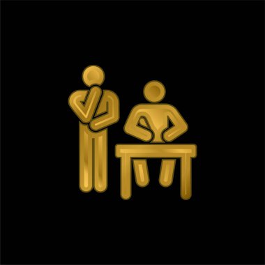 Altın kaplama beyin fırtınası metalik simge veya logo vektörü