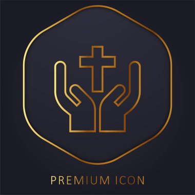 Altın çizgi prim logosunu veya simgesini kutsa