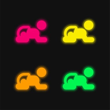 Baby four color glowing neon vector icon vector