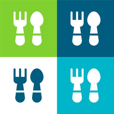 Baby Cutlery Flat four color minimal icon set clipart