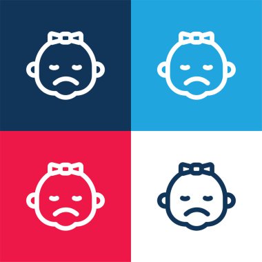 Bebek mavisi ve kırmızı dört renk simgesi seti