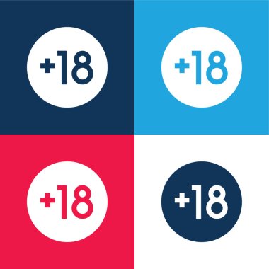 +18 blue and red four color minimal icon set clipart