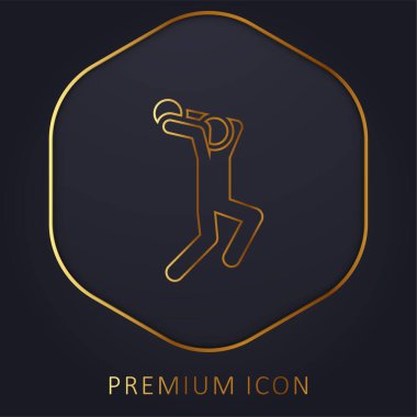 Basketbolcu altın çizgi prim logosu veya simgesi