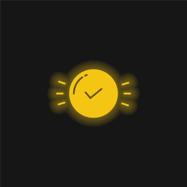 Approval yellow glowing neon icon clipart